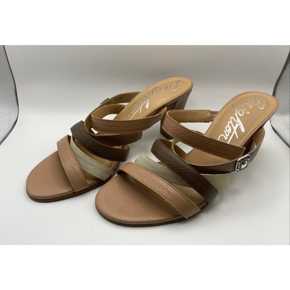 Brighton Rebel Multi-Color Leather Strappy Slide Sandals Heels Women's 8.5M